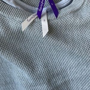 Slate blue maternity/nursing sweater combo with undershirt